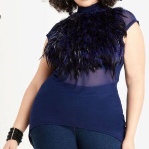 Feathered, Hi-Lo, Mesh Top